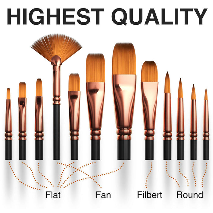 BENICCI 12-Piece Acrylic & Oil Brush Set