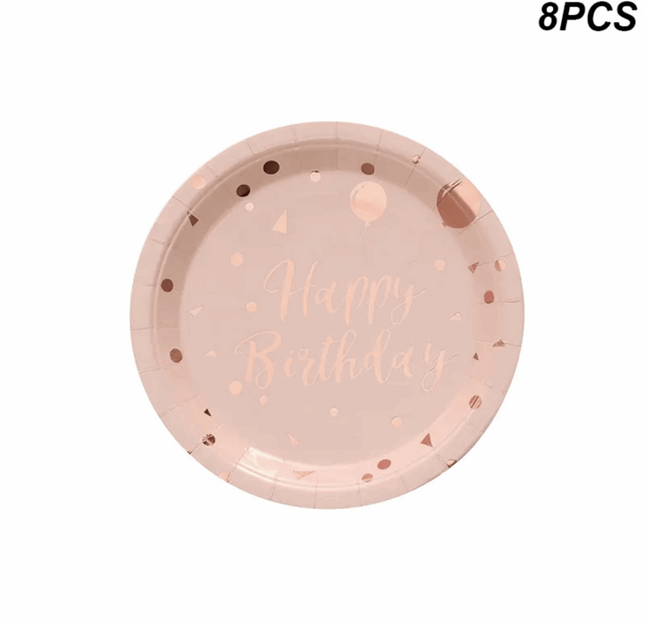 Happy Birthday Rose Gold dot  Party Decoration