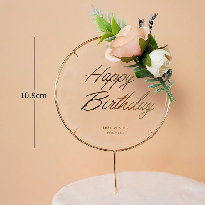 Happy Birthday Flower Cake Topper Decoration